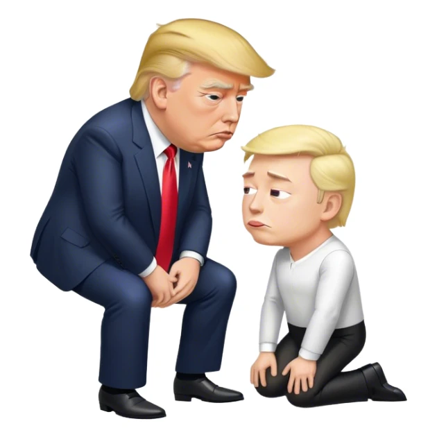 trump bowing down to king elon musk sticker