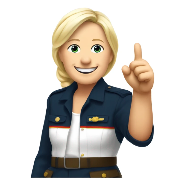 marine lepen enjoy and makes a thumb's up sticker