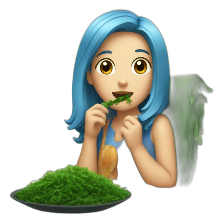Girl watching television eating seaweed sticker