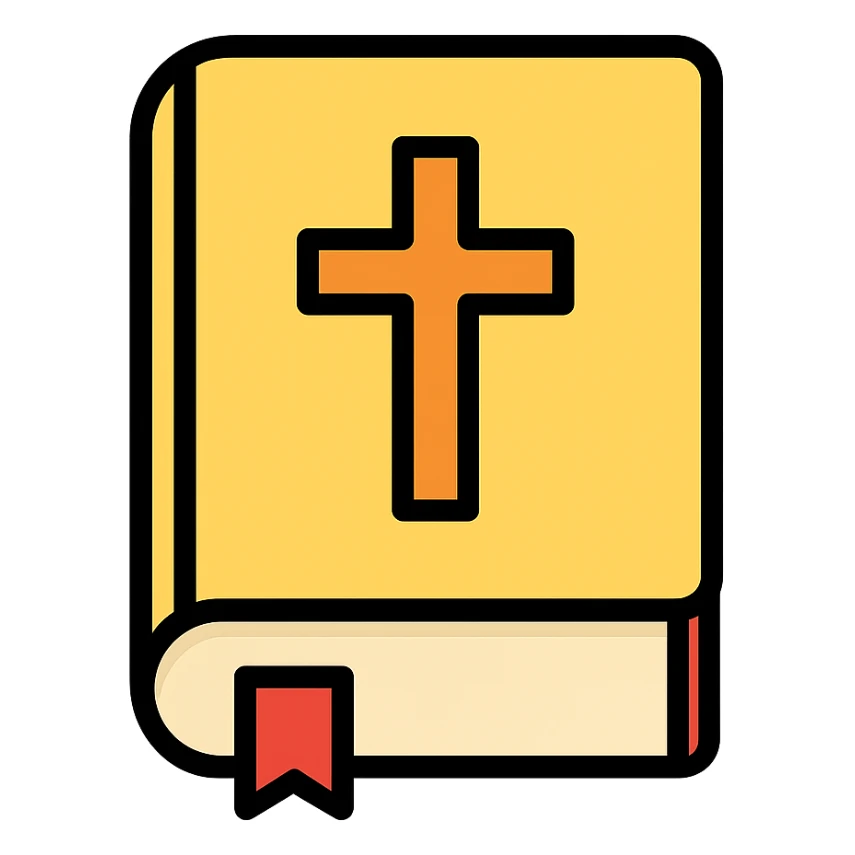 a Bible with a cross, closed book, modern icon style sticker