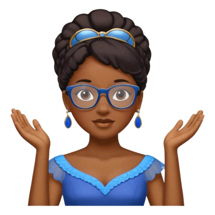 Black princess blue dress wearing glasses sticker