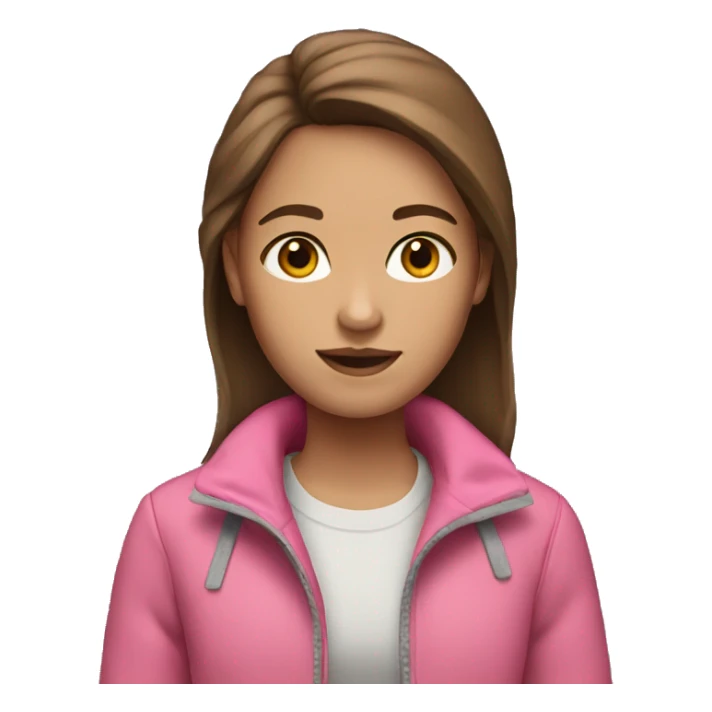Girl with brown hair light skin and has a pink jacket on  sticker