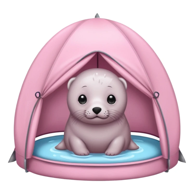 Gray Seal in a light pink tent  sticker