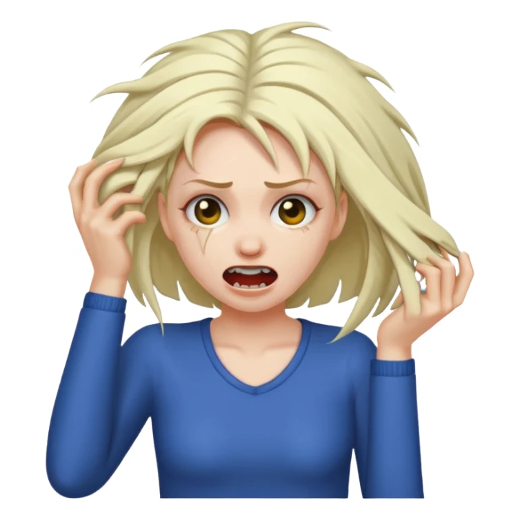 Manic ripping hair out female sticker