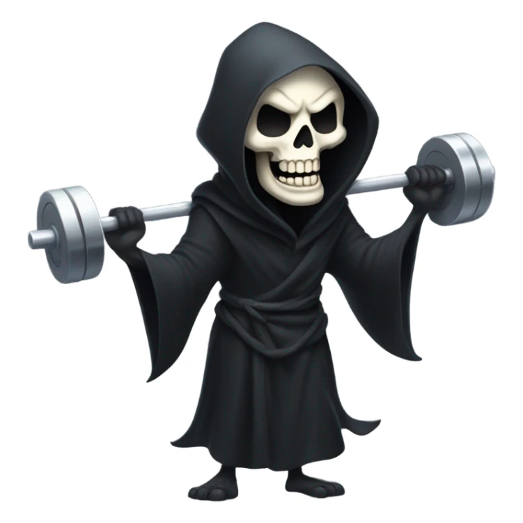 Laughing grim reaper with barbell sticker