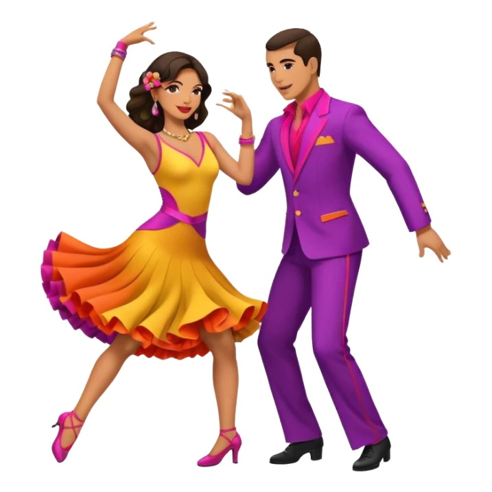 Latin dance couple in movement dancing the cha cha cha sticker