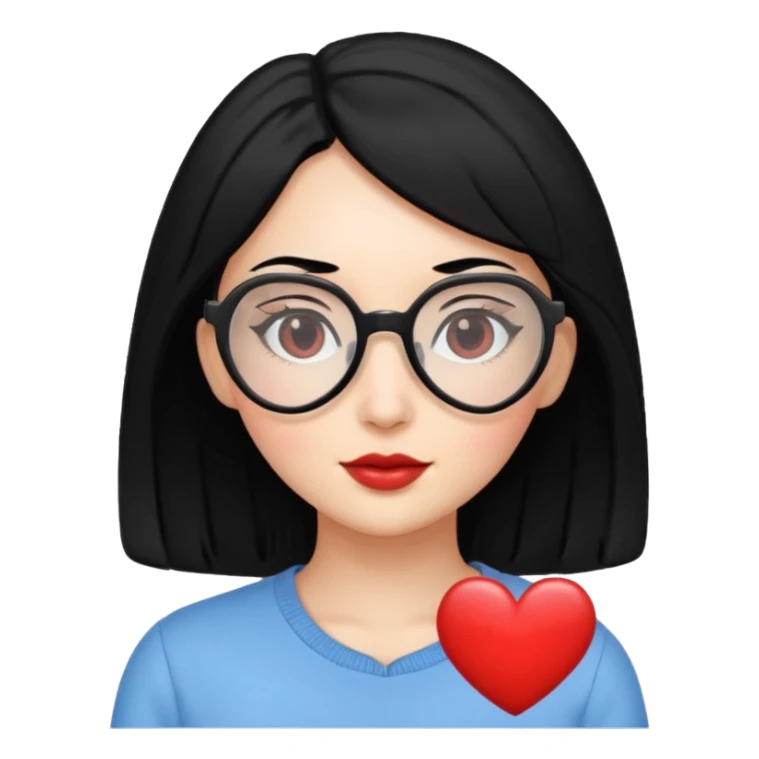 heart shaped Glasses Lady black hair sticker
