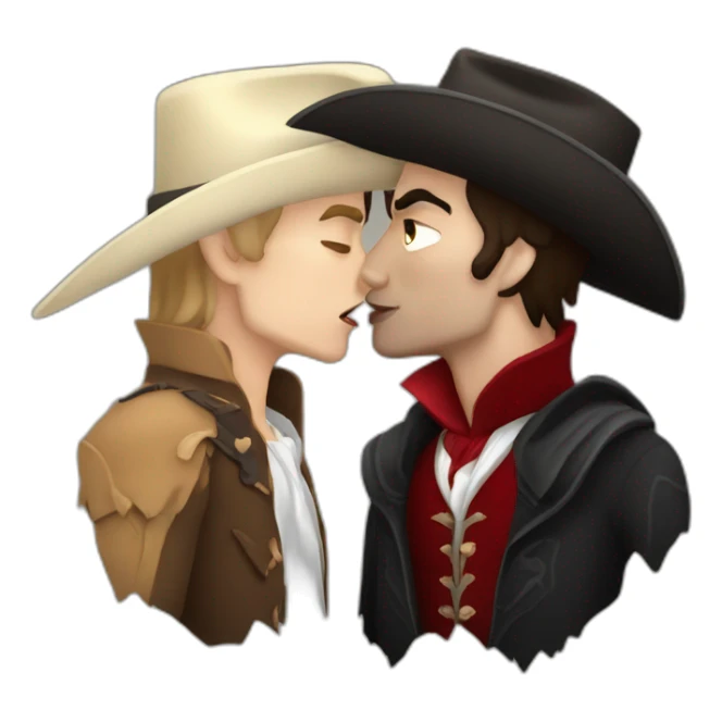 Cowboy kissing male vampire sticker