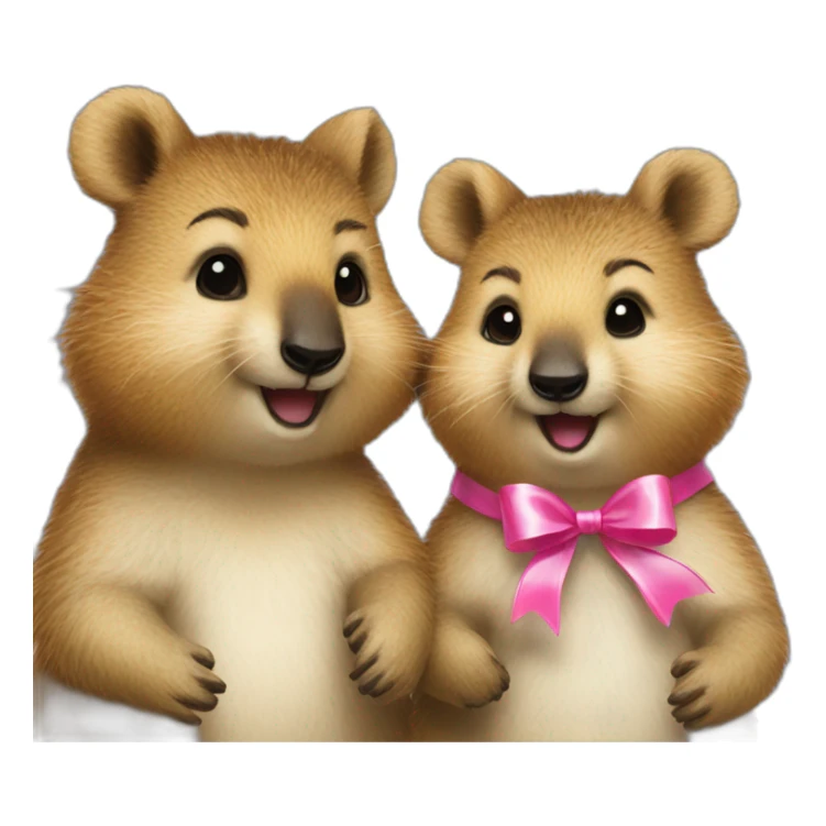 Happy-couple-quokka-the-one-with-pink-ribbon sticker