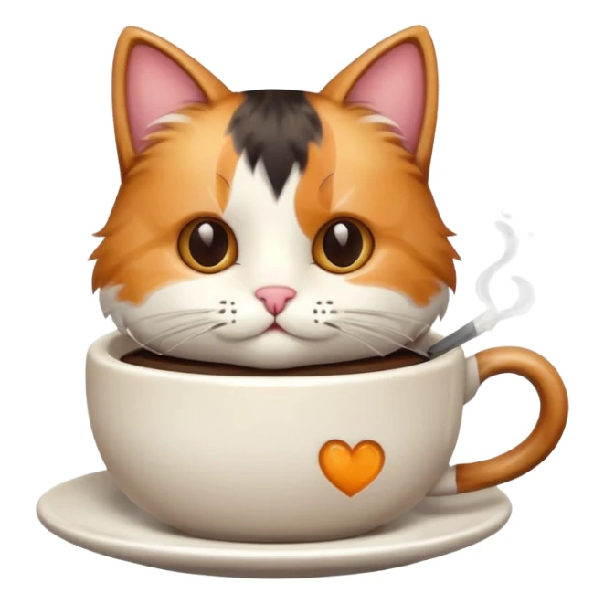 a cup of coffee with a cute cat sitting beside it sticker