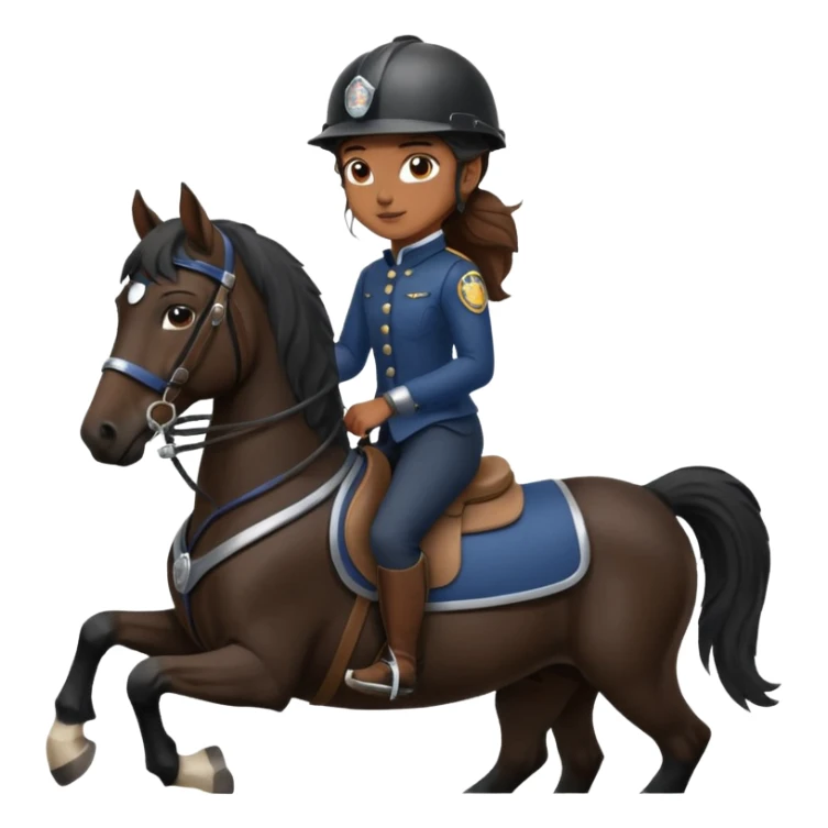 Brown girl on black shire horse  sticker