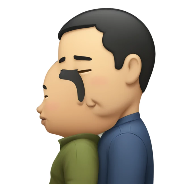 asian man kissing fat man  sticker