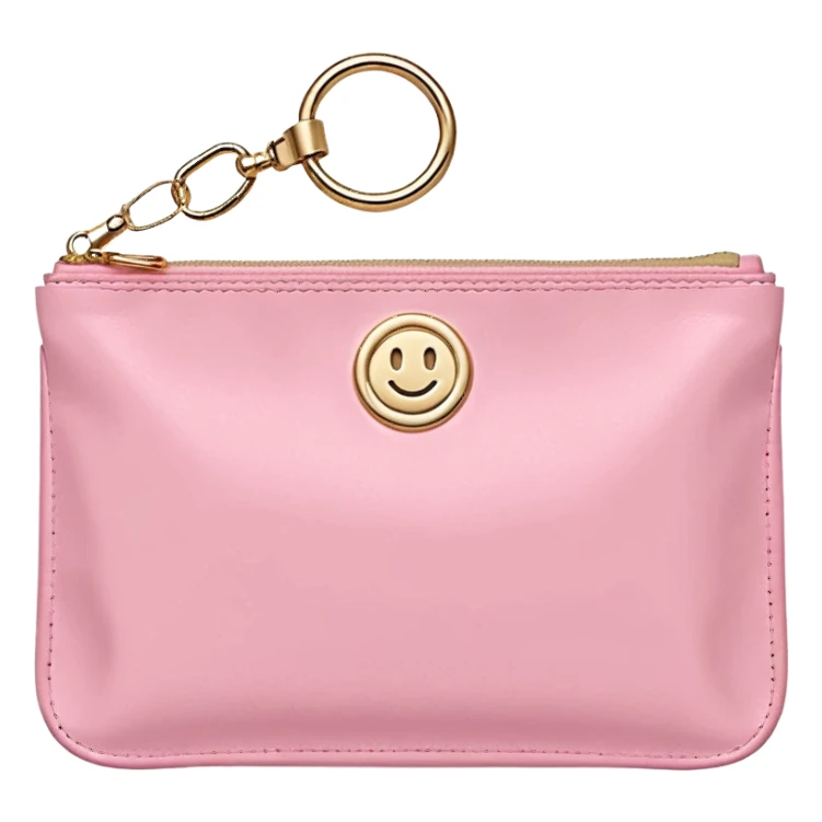 pink stoney clover lane rectangle pouch with shiny gold zipper and a circle zipper puller = pouch should be solid pouch should be more 3d sticker