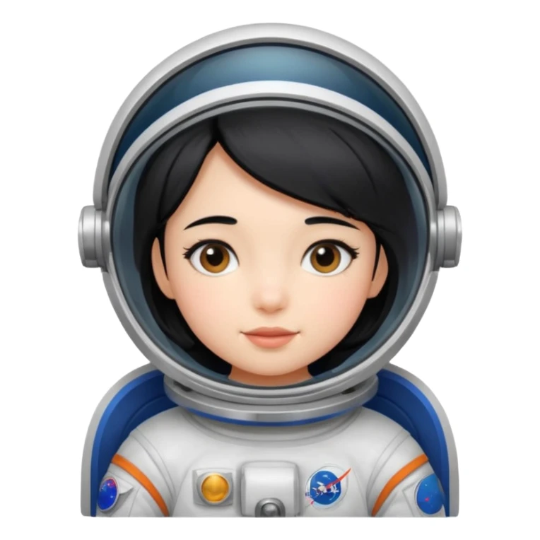 Astronaut girl kid with black hair sticker