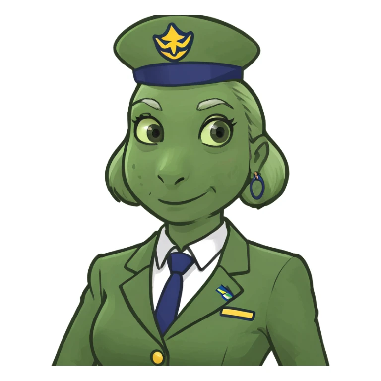 flight attendant in a red uniform, playful sticker