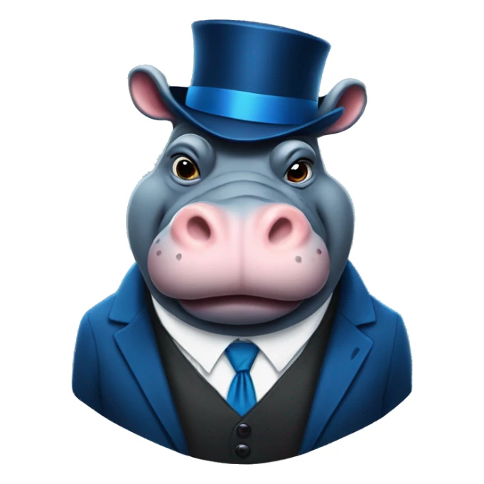 Gangster hippo In a blue tux sticker