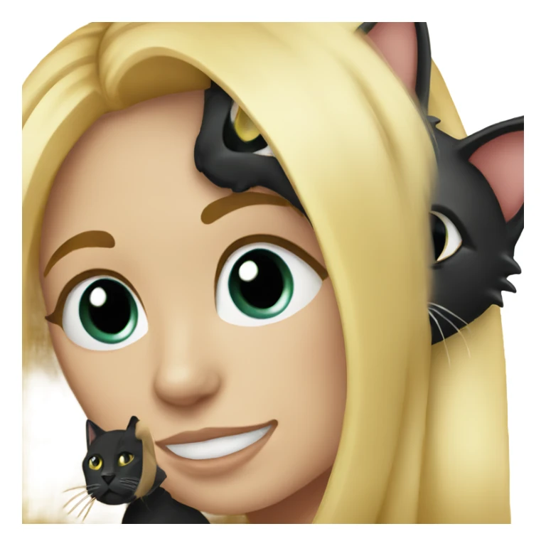 Blonde girl with her black kitty  sticker