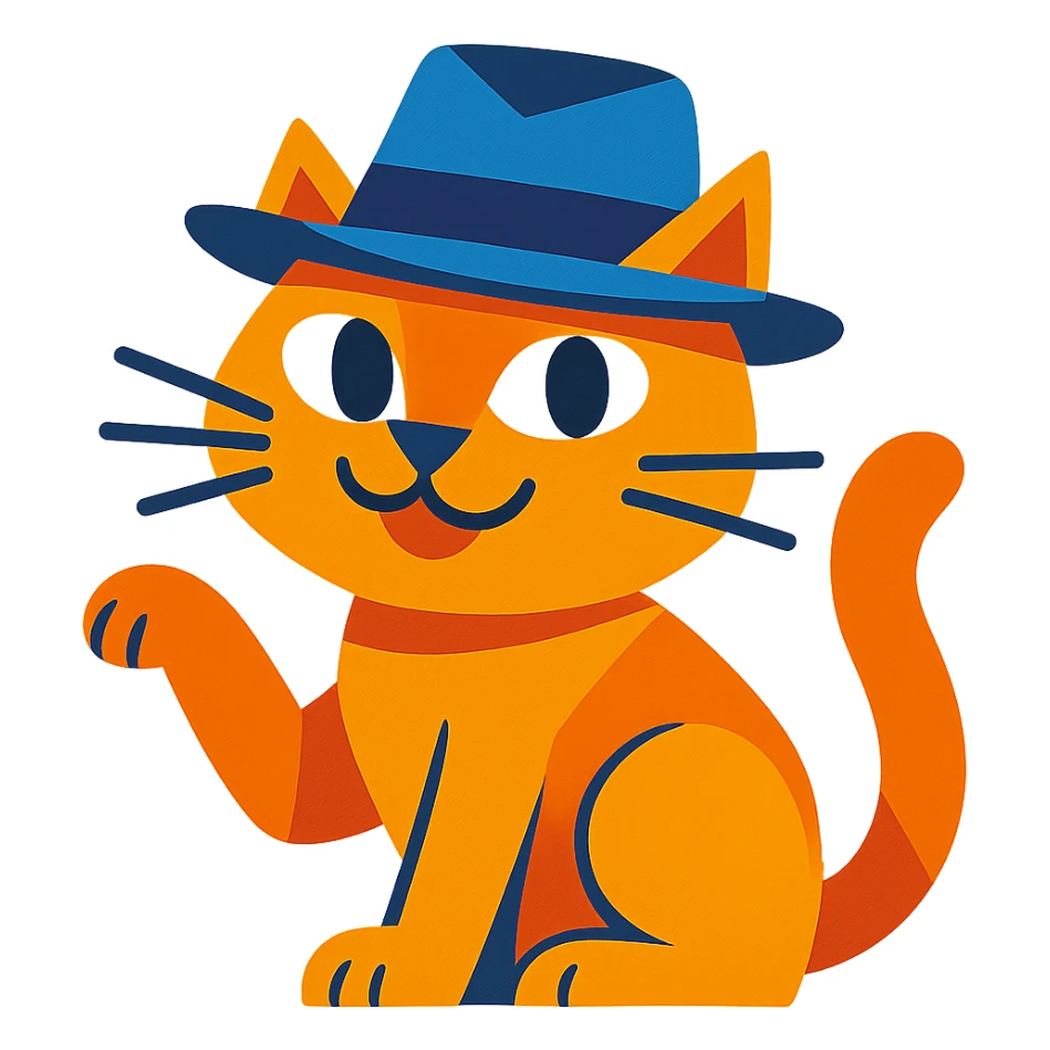 vibrant toon style cat in a hat sticker