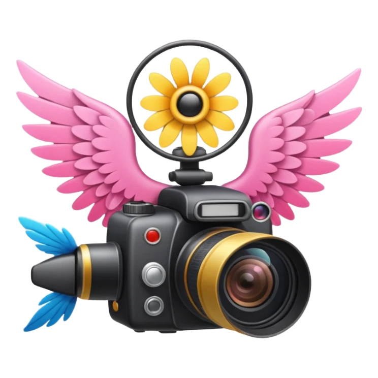 Video camera with elements 1-2 of others emoji( flowers, wings and etc) sticker