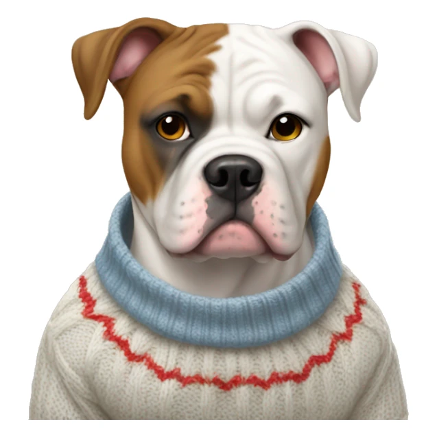 American bulldog wearing a sweater sticker
