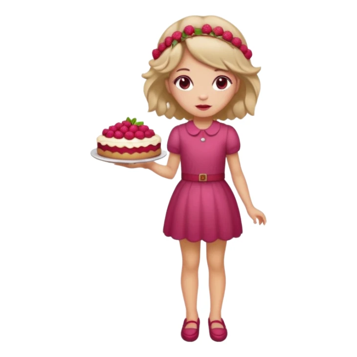 Raspberry torte human full body and legs girl with a raspberry barrette on her hair sticker