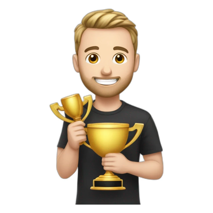 Squeezie avec un trophée Youtube 1million d’abonnés sticker