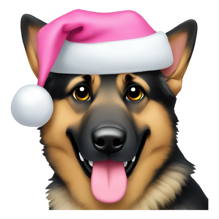 german shepherd with a pink santa hat sticker