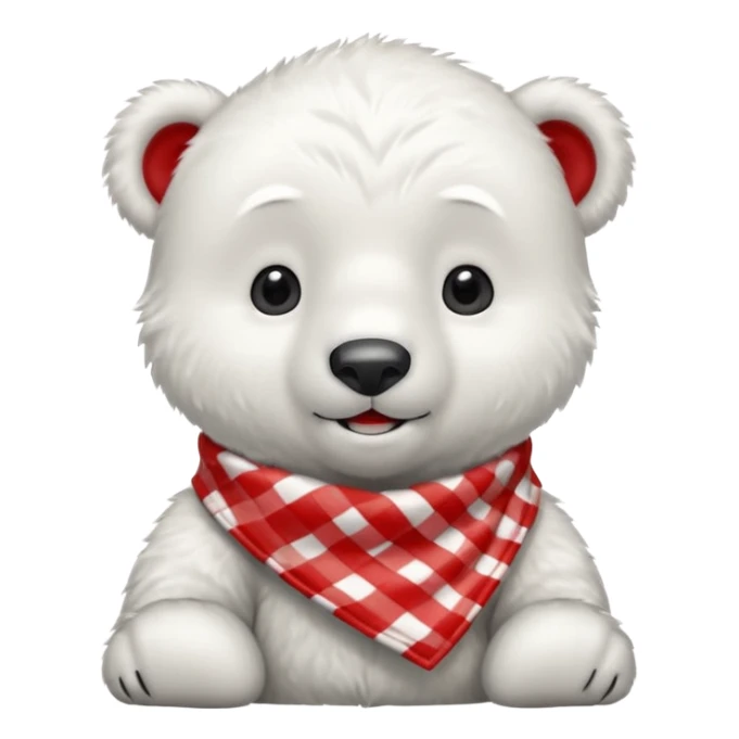 baby polar bear wearing a red and white checkered Neckerchief sticker