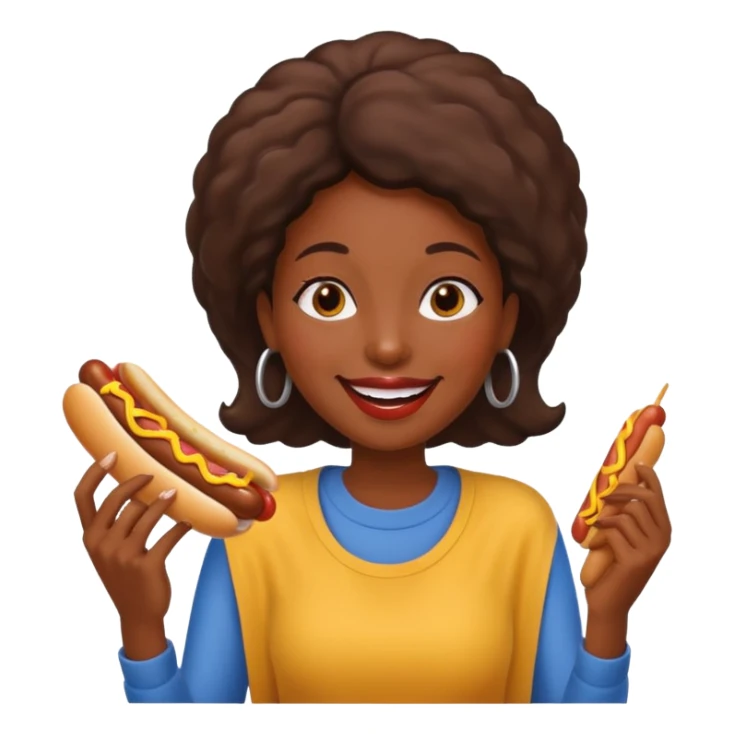 black woman eating hot dog  sticker