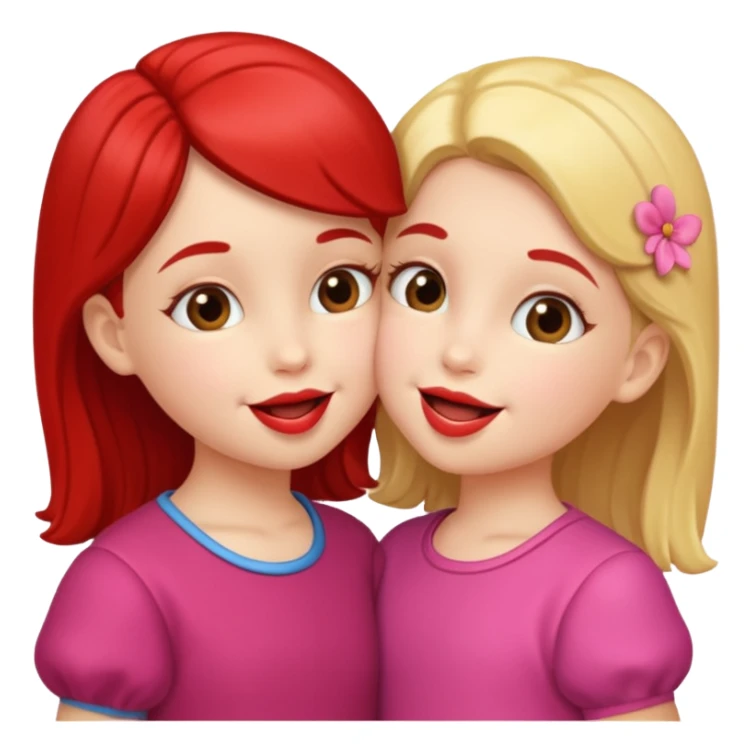 two little gals kissing on the lips sticker