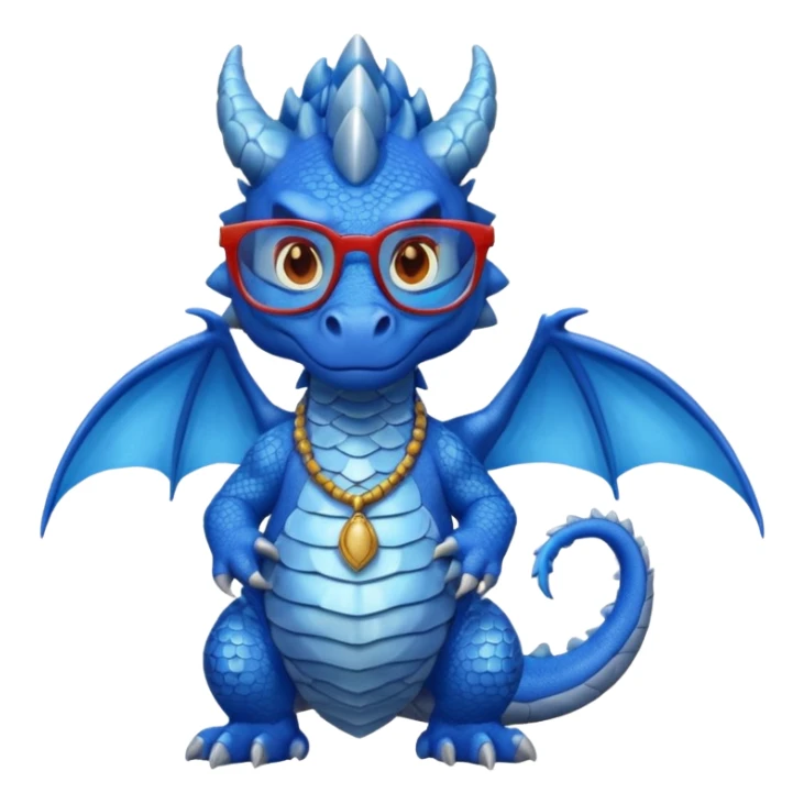 blue dragon with shirt and glasses sticker