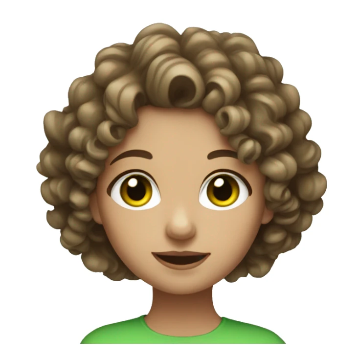 light brunette girl with curly hair and green eyes sticker
