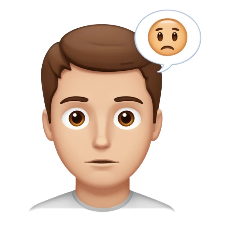 laptop and white guy with brown hair and thoughts above his head sticker