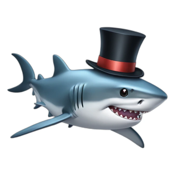 Shark with a top hat sticker