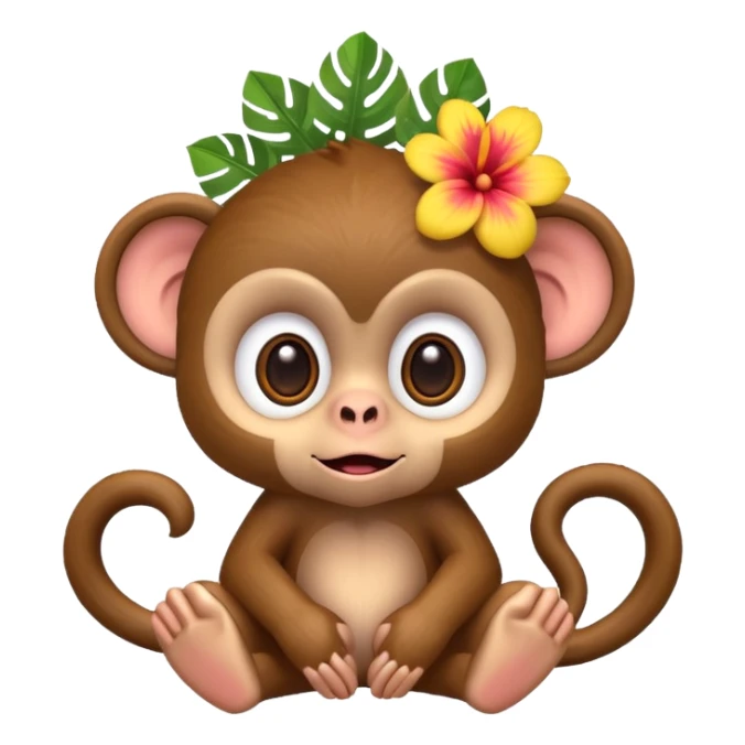 exotic monkey character, tropical vibe, cute expression, 3D cartoon, mobile game icon style, clean background, no text, no watermark
 sticker