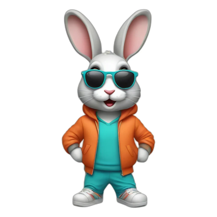 crazy rabbit in retro track suit and sunglasses sticker