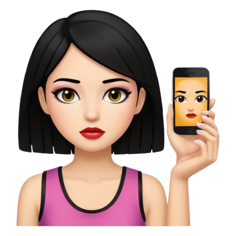 girl In Sleeveless, black hair, funky. sticker