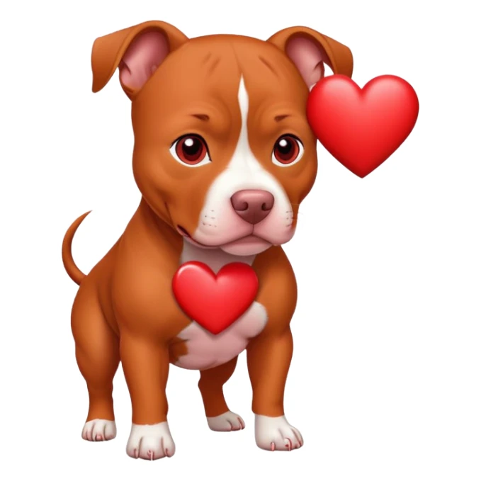 Red pitbull with heart  sticker