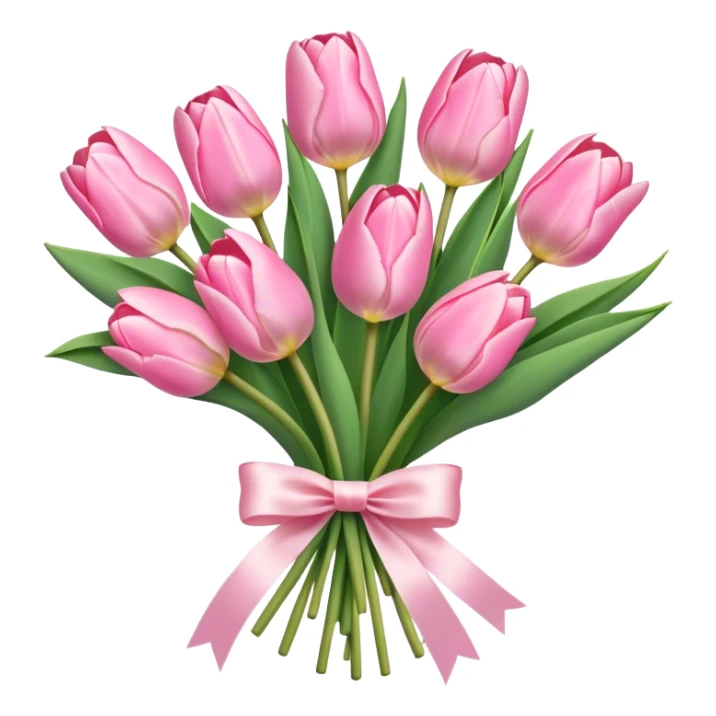 Pastel pink tulip bouquet with bow sticker