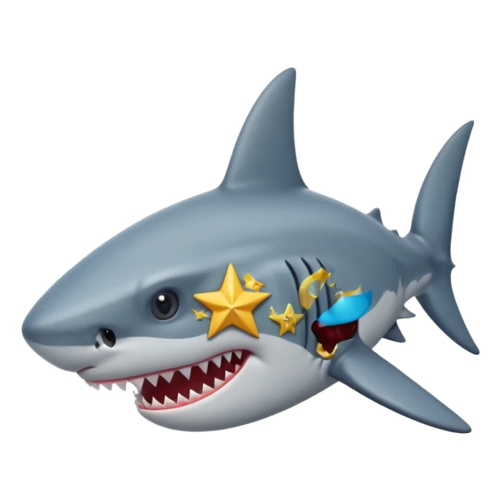 Tête Requin avec une vrai étoile dans 1 oeil sticker