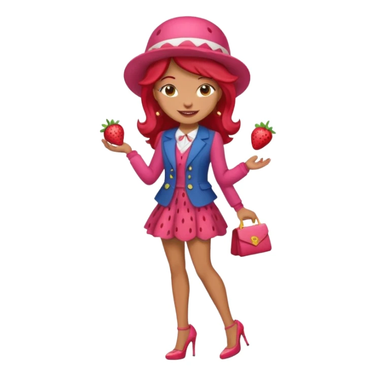 pretty and cute realistic modern day strawberry shortcake full body with high heels emoji sticker