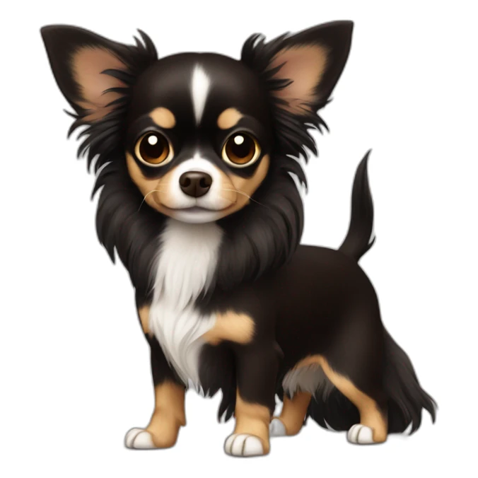Long hair dark brown and black Chihuahua sticker