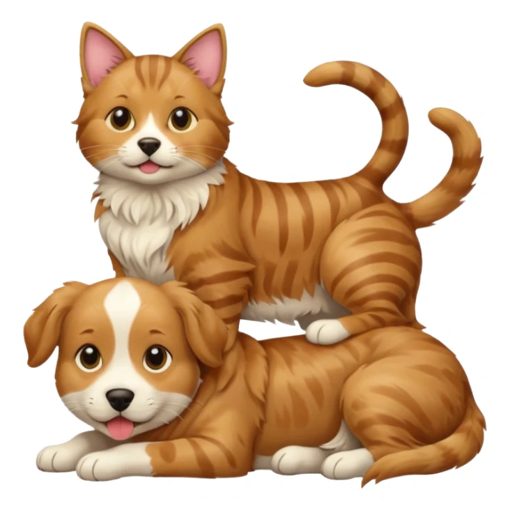 Cat on top of dog sticker