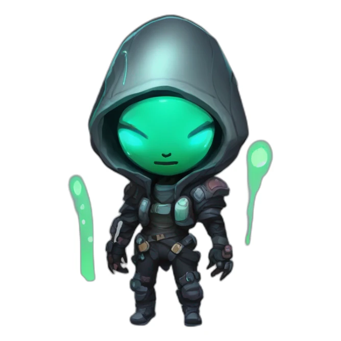 cyberpunk alien character desing scifi roguelike rpg style inspired by slay the spire digital art sticker