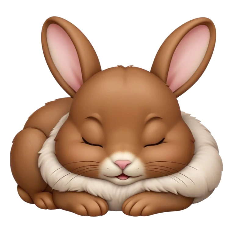 Meme-Worthy Cute Sleeping Brown Rabbit Portrait Emoji, Head resting peacefully with a contented smile, showcasing a delightfully sturdy build and a luxuriously soft brown fur, eyes shut in a serene nap, Simplified yet hilariously adorable features, highly detailed, glowing with a soft, drowsy light, high shine, relaxed and utterly lovable, stylized with an air of playful laziness, bright and heartwarming, soft glowing outline, capturing the essence of a comically sleepy bunny, so meme-worthy it feels like it could instantly become the next viral sensation of adorable slumber! sticker
