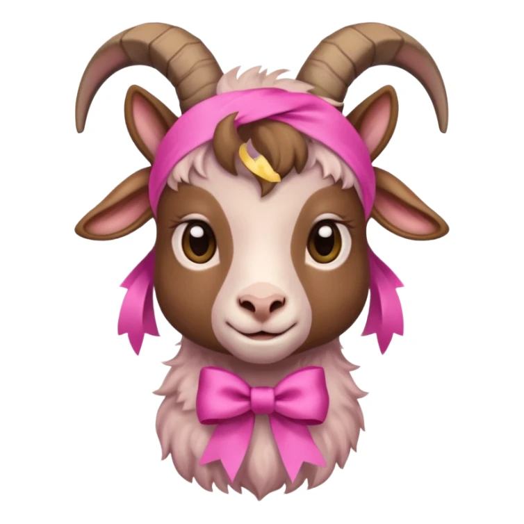 brown goat with pink ribbon pookie sticker