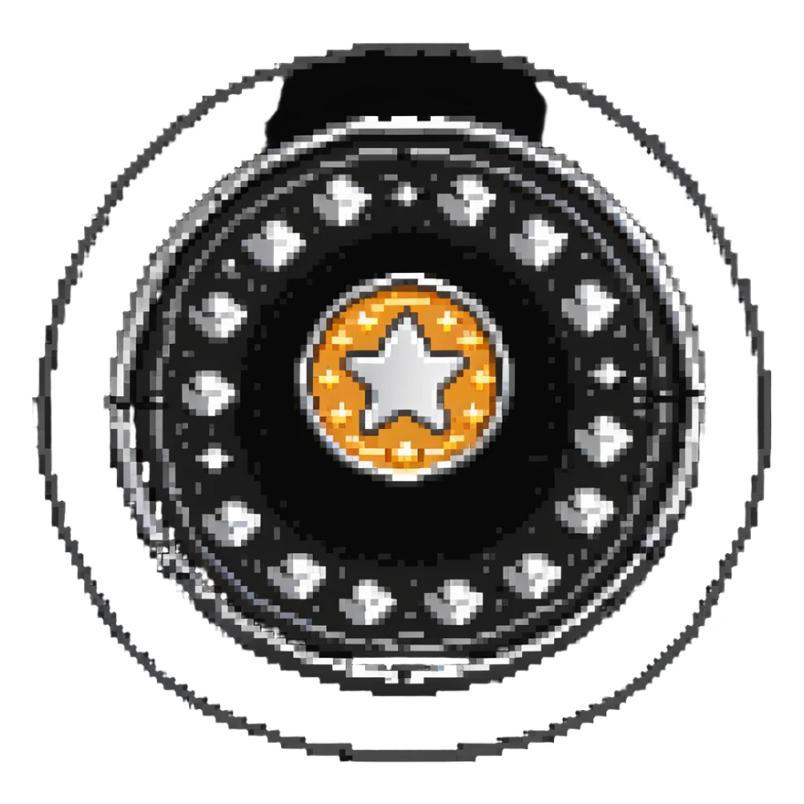 silver coin with stars circling around it sticker