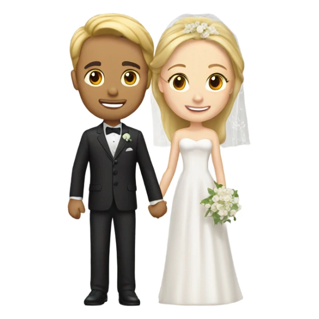 Blondie bride with brown hair groom sticker