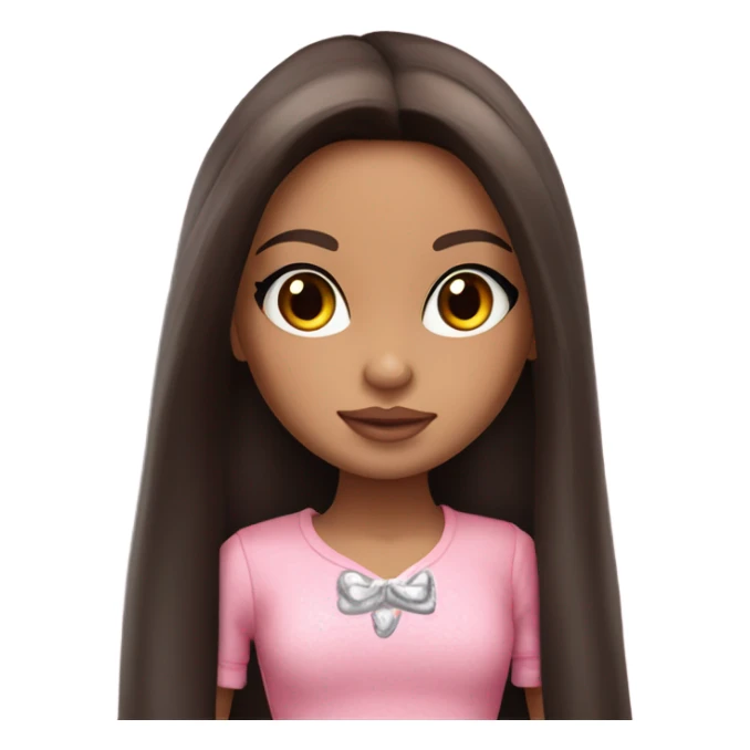 Hyper realistic bratz doll brunette blushing in love sticker