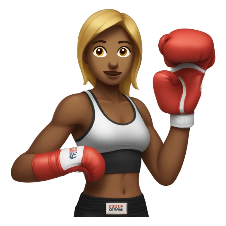 A female boxer with boxing gloves and having a six pack. sticker